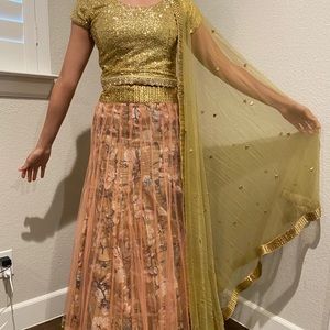 Gold and pink Indian dress suit